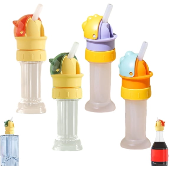 Water Bottle Spout Conversion Cap with Straw, Reusable Children Beverage Water Bottle Straw Lid, Flip Top Universal Spout Lid Converter, Spill-Proof Replacement Top (All)