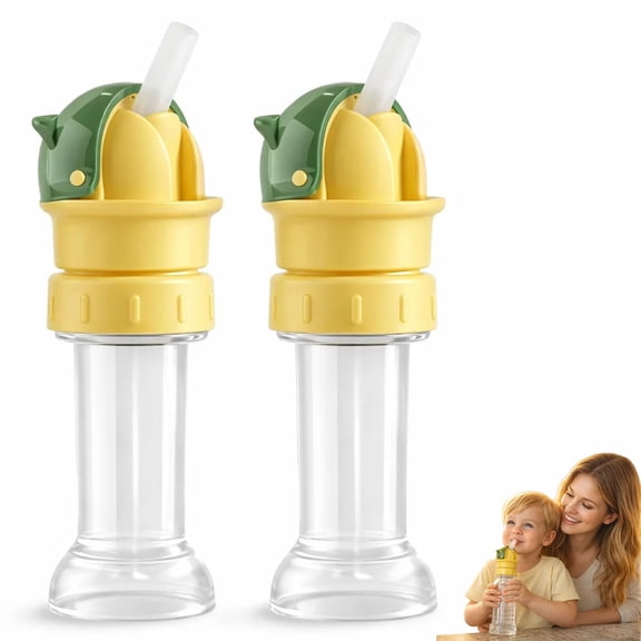 Water Bottle Spout Conversion Cap with Straw, Silicone Bottle Spouts, Universal Fit for Juice & Water Bottles, Spill-Proof Flip Top