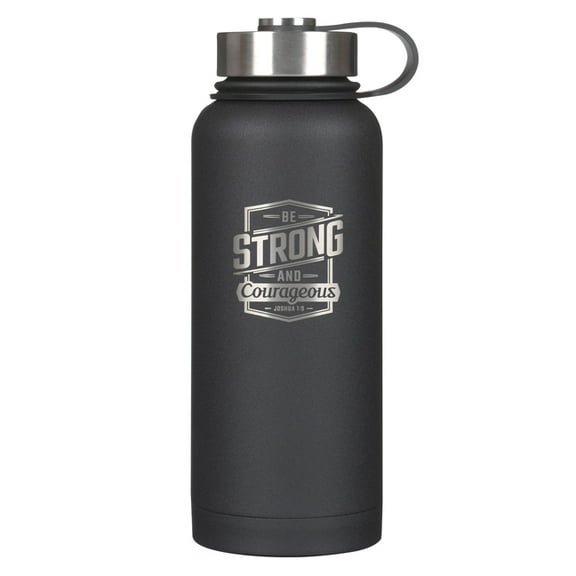 Water Bottle SS Black Be Strong and Courageous Josh. 1:9, (Hardcover)