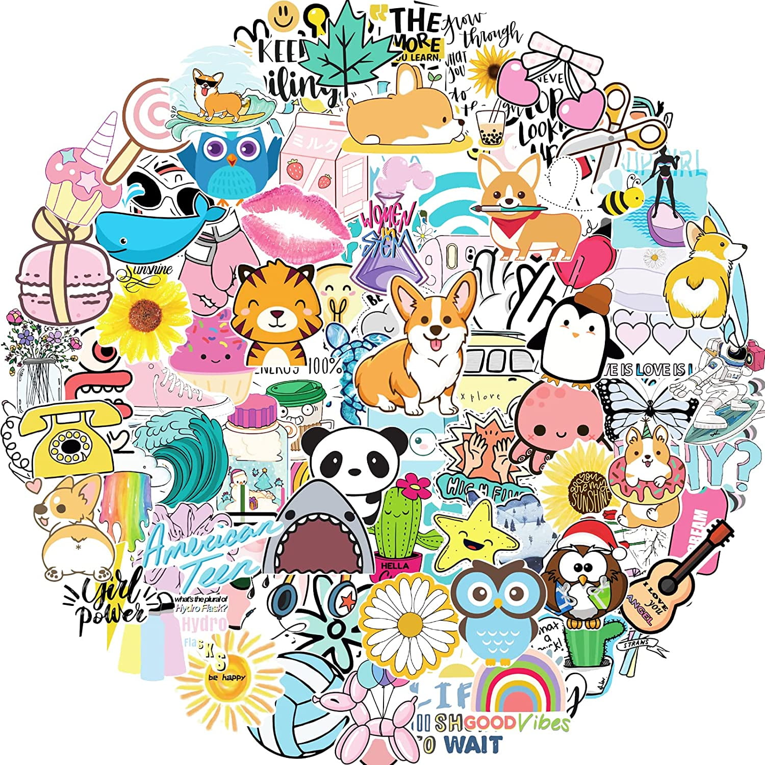 800 Pcs Cute Stickers for Teens Water Bottle Stickers for Kids, Waterproof  Aesthetic Sticker Pack for Laptop Luggage Notebook Skateboard Scrapbook