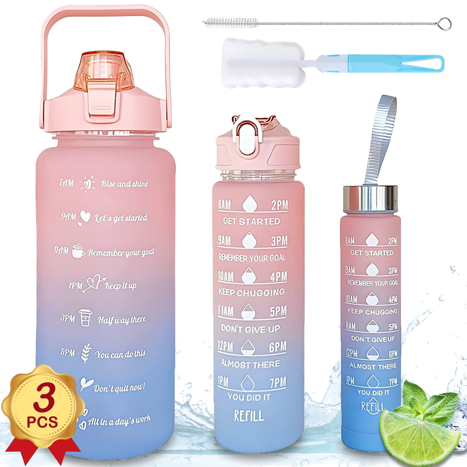 Large Capacity Water Bottle 2 Liters Water Cup With Time Marker For Girls  Portable Sports Gym Student Couple Cup Drinking Bottle - AliExpress