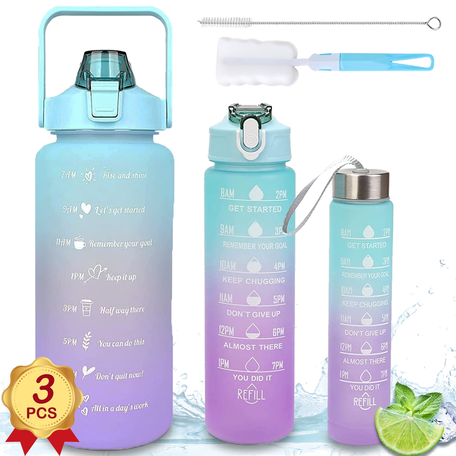 VOGVOG 2 Pack Water Bottles 64 Oz + 27 Oz, Sport Water Bottle with Straw &  Time Marking,Gym Drinks B…See more VOGVOG 2 Pack Water Bottles 64 Oz + 27