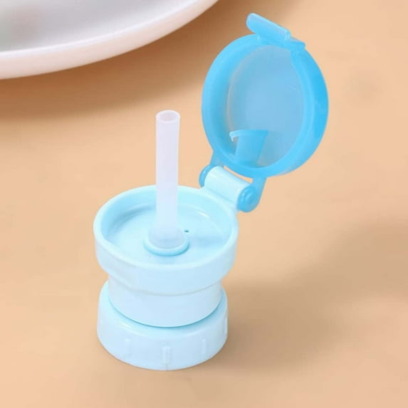 Water Bottle Straw Caps, Cute Spill Proof Water Bottle Straw Caps Replacement, Portable Juice Water Bottle Cap with Straw for Boys Girls, Reusable Easy to Use 2.75" x 14"