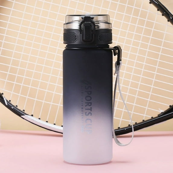 Water Bottle with Straw and Handle, Gradient Color Large Capacity Plastic Water Bottle with Tea Infuser, Leak Proof One Touch Lid for Sports Gym and School