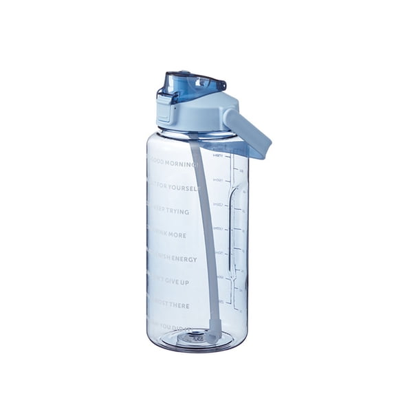 Water Bottle with Straw and Handle, Leak Proof Water Bottle, Large Water Bottle, Clear Water Bottle with Straw, 68 Oz, Water Bottle with Measurements, Gym, Light Blue, 1 Pc