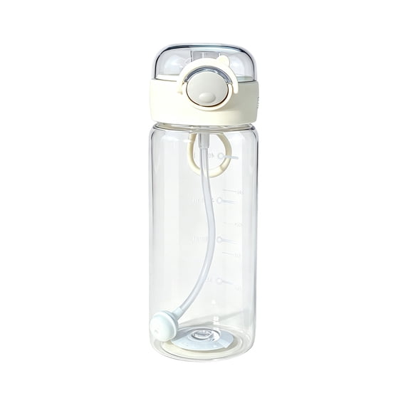 Water Bottle with Straw Locking Lid, 500Ml Leakproof Plastic Hydration Cup with Measurement Marks, Lightweight Portable Travel Bottle for Sports, Gym, University, 2.75x2.75x7.48 In.