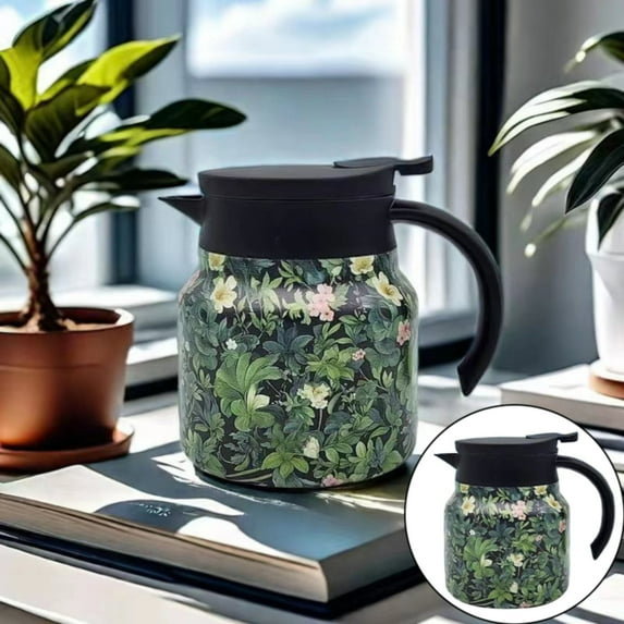 Water Bottle,Tea Pot Vintage Floral Pattern Tea Pot– In Infuser Insulated Tea Pot Stainless Thermal Carafe With Lid For Hot Drinks