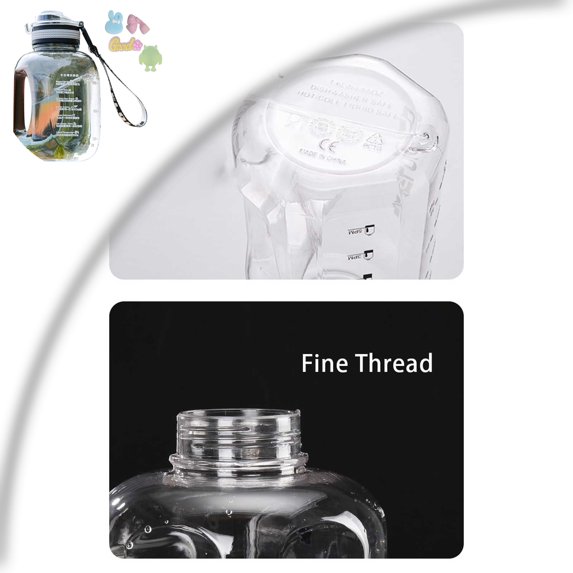 Water Bottle with Time Marker, 1.2 L Clear Wide Mouth Water Jug, Reusable Leakproof Large Water Bottle with Strap for Travel Workout Camping Hiking Home Gym Sports Outdoors