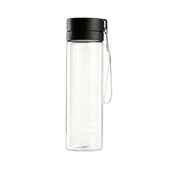 Water Bottle with Built-in Filter and Carrying Strap for Outdoor Sports — Reusable Cup with Measurement Lines and Customizable Markings