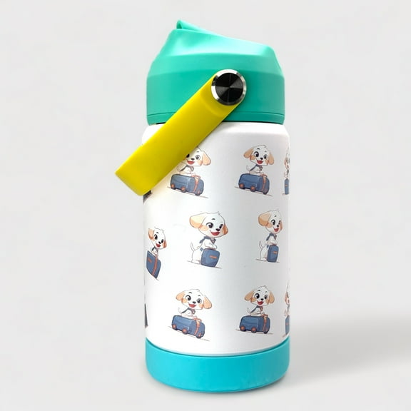 Water Bottle with Dust-Proof Straw Lid 12oz -BPA Free Non-Toxic and Recyclable - Hot & Cold Double Walled Insulated Thermos - Leak Proof - Durable