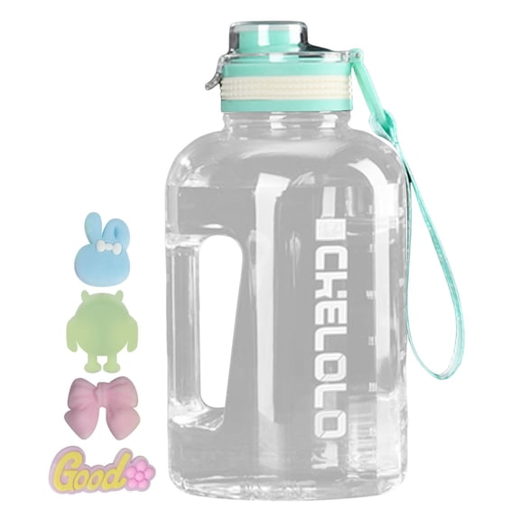 Water Bottle with Handle Large Capacity Leakproof PC Material Motivational Marker Outdoor Camping Fitness