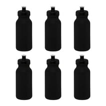 Water Bottle with Push Cap 20 oz. Set of 6, Bulk Pack - Reusable, Leak Proof, Perfect for Gym, Hiking, Camping, Outdoor Sports - Black