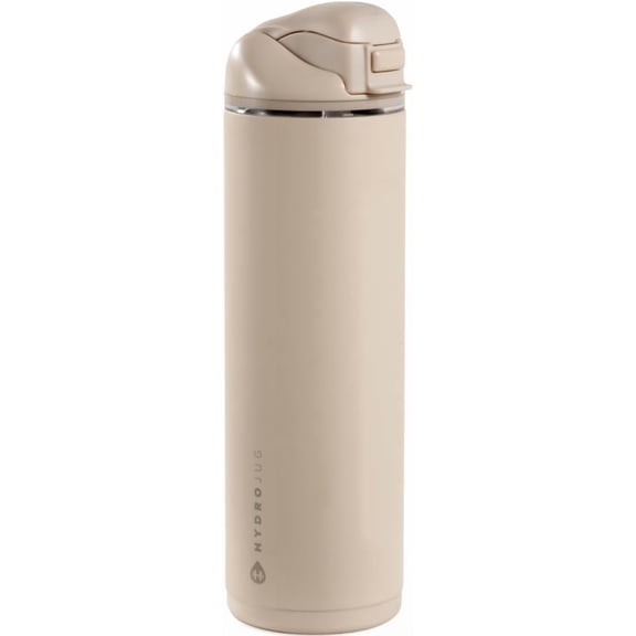 Water Bottle with Straw and Chug Lid, Stainless Steel, Vented Cap, Water-Level Window, Cup Holder Friendly, Non-Slip Base  24 oz, Dune