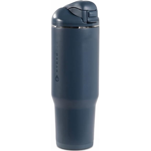 Water Bottle with Straw and Chug Lid, Stainless Steel, Vented Cap, Water-Level Window, Cup Holder Friendly, Non-Slip Base 32 oz, Cascade