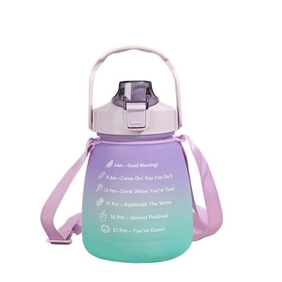 Water Bottle with Straw for School/Kid/Women/Girl, Cute Water Bottles With Strap