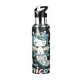 thumbnail image 1 of Water Bottles 20oz Straw Lid Wide Mouth Stainless Steel for School Sport Travel Cute Unicorn Mermaid, 1 of 9