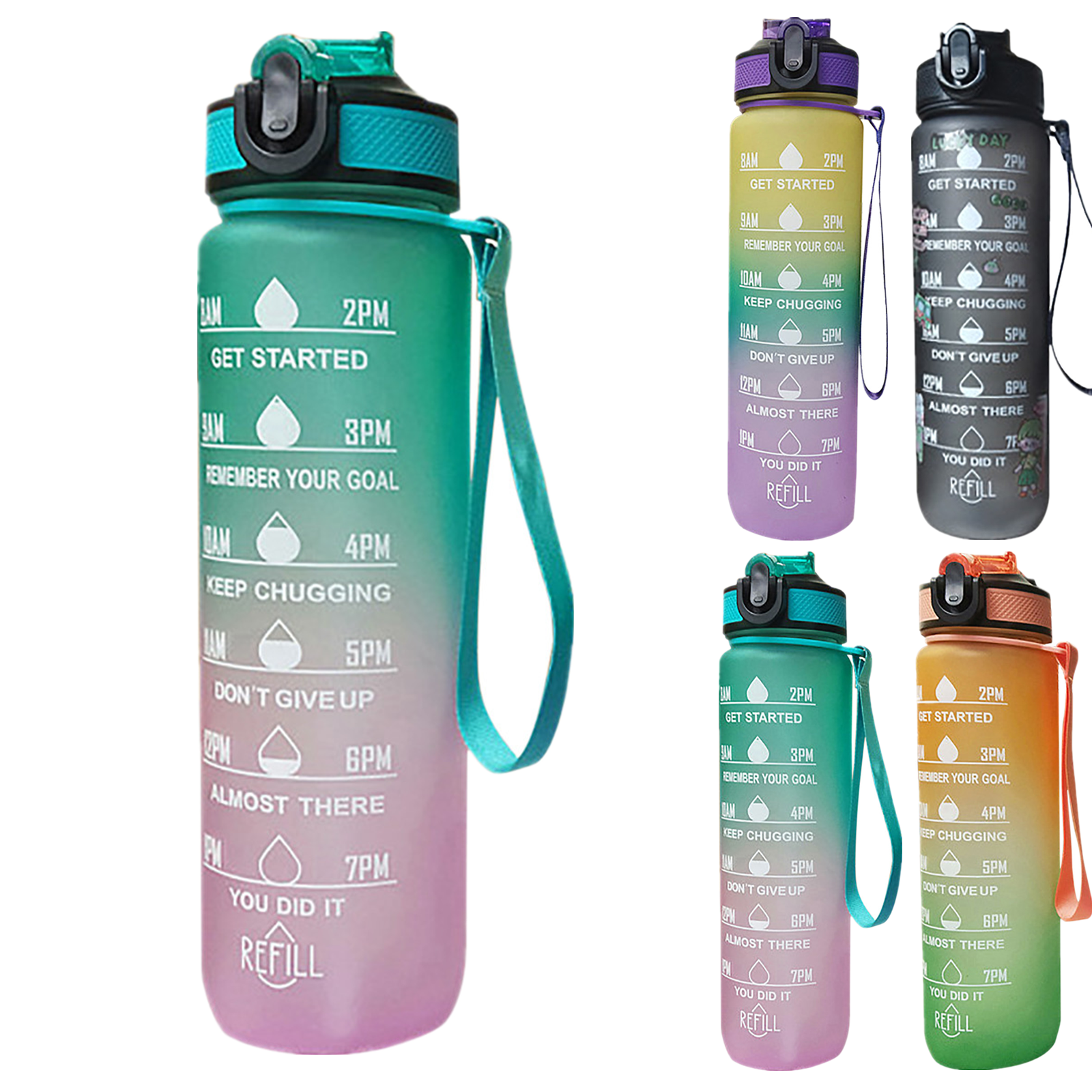 DNIENKGE 25oz Glass Water Bottle With Time Marker & Tea Strainer - Leak-Proof BPA-Free Bottle For Hot/Cold - View #2