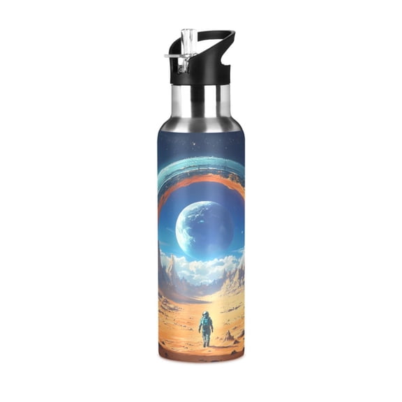 Water Bottles 34oz Straw Lid Wide Mouth Stainless Steel for School Sport Travel Stargate in Desert