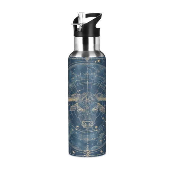 Water Bottles 34oz Straw Lid Wide Mouth Stainless Steel for School Sport Travel Taurus Of Zodiac