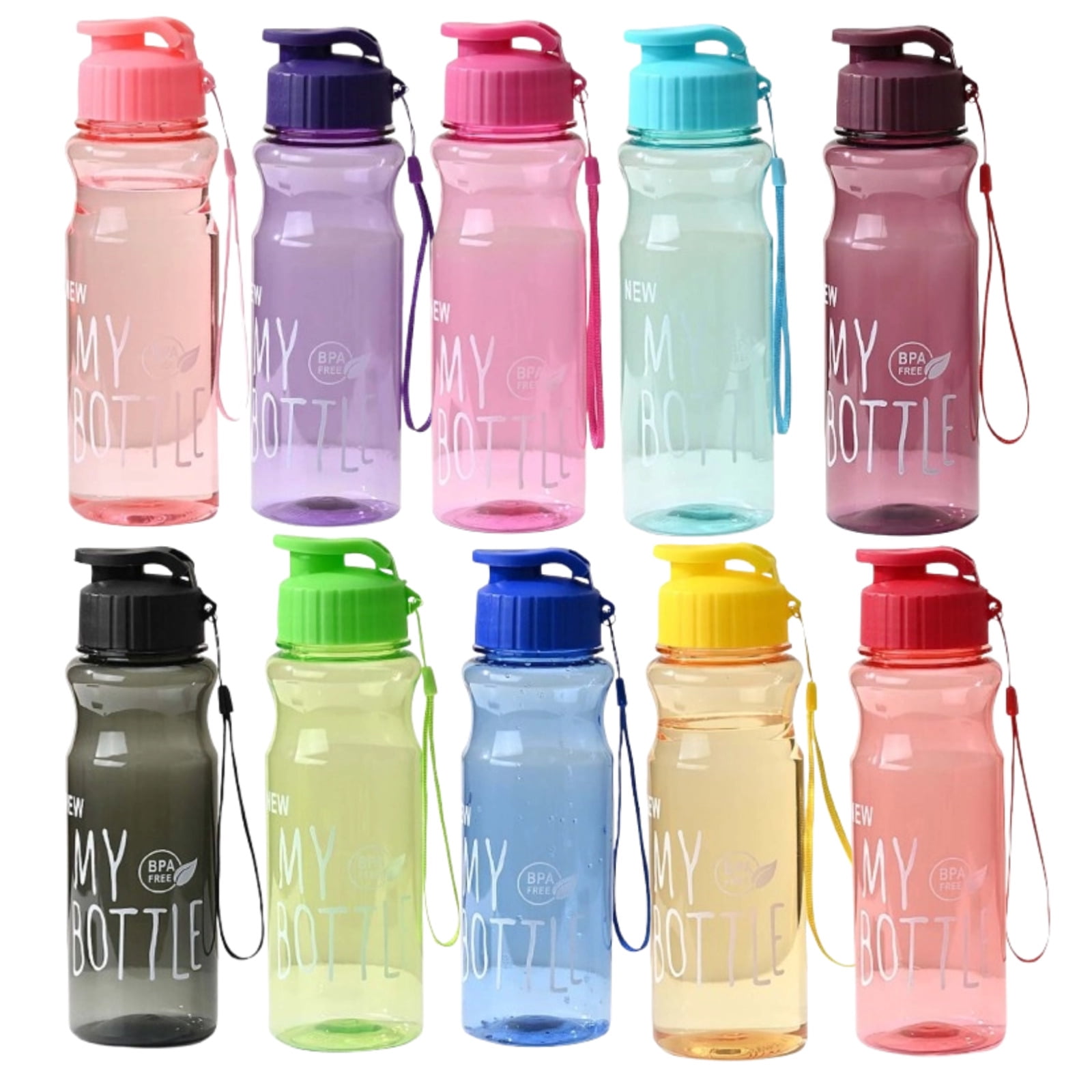 Water Bottles Set of 10 Reusable Water Bottles 23 oz 650ml Water Bottles for Aduilt Outdoor Sports Travel Large Water Bottle