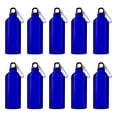 thumbnail image 1 of Water Bottles with Carabiner 20 oz. Set of 10, Bulk Pack - Aluminum, For School, Kids sports bottle - Blue, 1 of 5