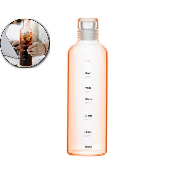 Water Bottles with Lids and Time Marker, Clear Cup Plastic Water Bottle, Shatter Proof, Leakproof Water Bottle for Car Travel