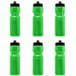 Water Bottles with Push Cap 28 oz. Set of 6, Bulk Pack - Reusable, Great for Gym, Hiking, Cycling, School - Neon Green