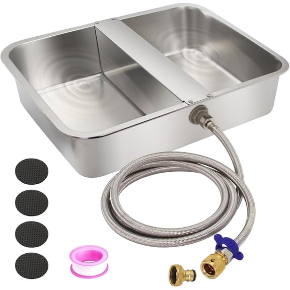 Water Bowl Dispenser Automatic Water Feeder 13.5L/3.5Gal Stainless Steel Waterer for Pets Water Feeder for Livestock