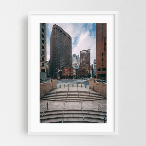 Water & Broad 01 - Manhattan New York Photography Cityscape Architecture Skyline Street Photography Travel Poster White Framed Wall Art Print 5 x 7 inches