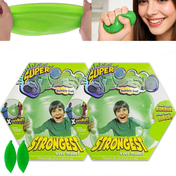 Water Bubble Ball with Straw Giant Inflatable Bubble Ball, Reusable TPR Transparent Tear-Resistant DIY Squishy Decompression Toy for Kids Outdoor Play,Green 2PCS