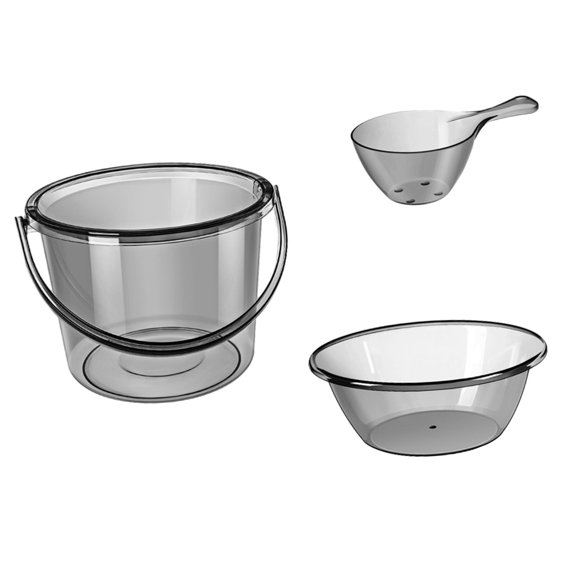Water Bucket Set Water Storage Bucket Household Use with Basin Spoon Bathing Household Bucket Laundry Bucket for Gardening Kitchen Outdoor Gray Without Cover