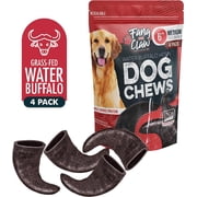 Water Buffalo Horn Dog Chew 4 Pack - Medium 6 - All Natural Free Range Grass Fed Single Source Protein - No Chemicals, Additives, Hormones - Long Lasting, Good for Aggressive Chewers by Fang & Claw