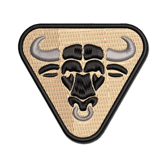 Water Buffalo Ox with Nose Ring Applique Multi-Color Embroidered Iron-On Patch - 2.0 Inch Mini