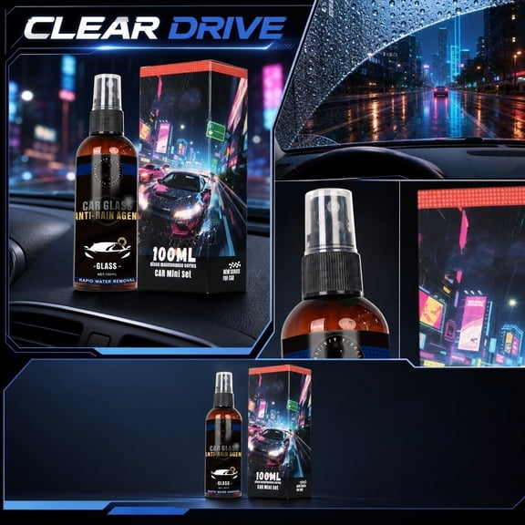 Water Car Windshield Rain for Car Windows, 3.4 Ounce Glass Water, Auto Glass Hydrophobic Coating for Clear Driving Visibility, Single Pack