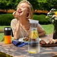 thumbnail image 1 of Water Carafe Beverage Pitcher - Clear Plastic, Flip Lid Design, Hygienic Easy-Clean Container for Iced Tea and Cold Brew, 1 of 8