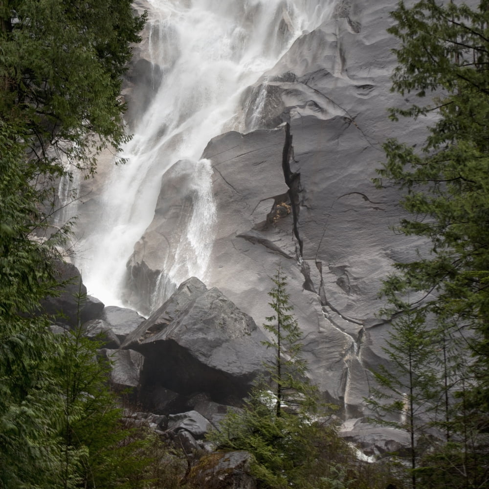 Water Cascading Down The Rock And Forming A Mist In Jasper National Park Alberta Canada Canvas Art - Keith Levit Design Pics (24 x 24)