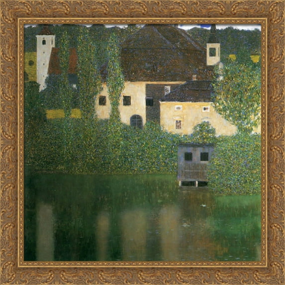 Water Castle 28x28 Large Gold Ornate Wood Framed Canvas Art by Gustav Klimt