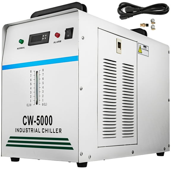 Water Chiller,CW-Industrial Water Chiller 7L,Water Cooling System,Thermolysis Type Water Cooling Chiller Machine for 60W 80W Laser Engraving Machine (CW-5000W)