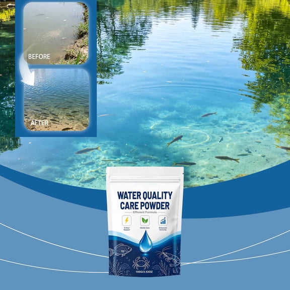 Water Clarification Care Powder for Fish Tank Quickly Purifies Aquarium Water with Long-Lasting Cleanliness,Safe for Aquatic Life,Easy Daily Water Cleaner for Fresh&Clear Home Pond,1Pc,3.53oz
