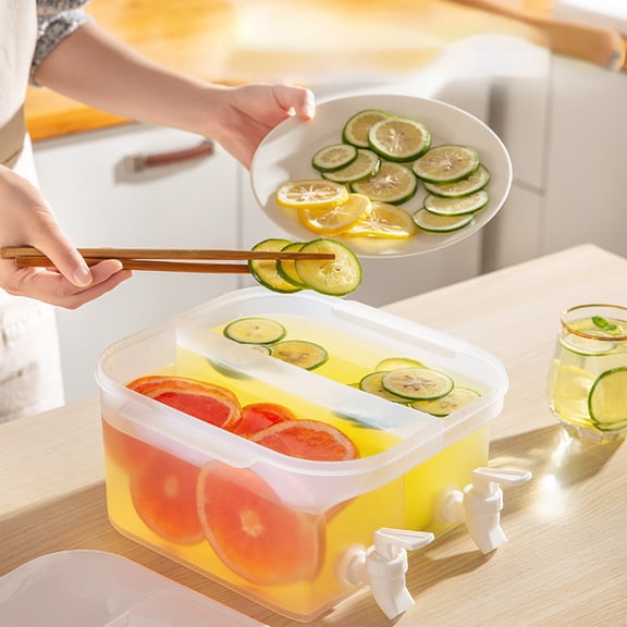 Water Cold Kettle, Hwkond 5L 1.32 Gallon Cold Kettle With Faucet Plastic Refrigerator Beverage Dispenser With Faucet Large Capacity Party Beverage Ice Syrup Jug Fruit Tea Pot Bucket,White