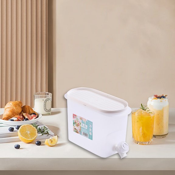 Water Cold Kettle, Hwkond Summer Refrigerator Cold Water Kettle Heat Resistants Syrup Tea Cold Water Bucket With Faucet Beverage Large Capacity Cold Water Kettle,White
