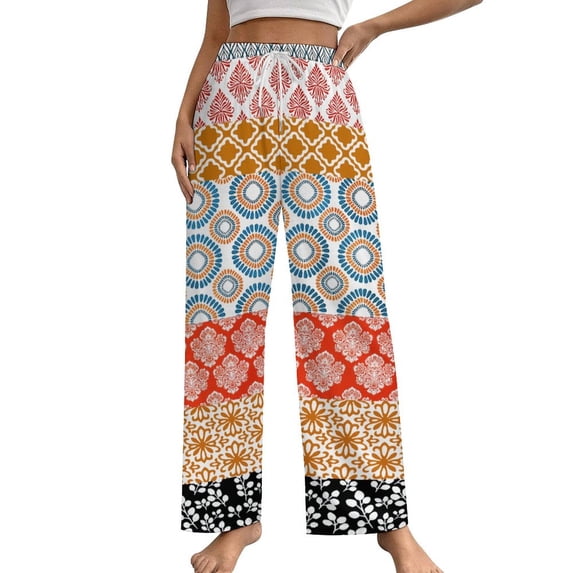 Water Color Bohemian Pattern Multi Colour Women's Pajamas Pajama Pants Women's Sleepwear Lounge Sleep Bottoms Stretch with Pockets