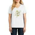 thumbnail image 1 of Water Color Daisy Graphic Design Ladies Big Size Core Cotton V neck T-Shirt - White 3XL, 1 of 2