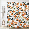 thumbnail image 1 of Water Color Peach Shower Curtain Round Citrus Pattern Design Colorful Grange Fresh Leaves Polyester Fabric With Hooks, 1 of 10