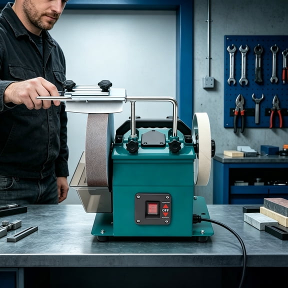 Water-Cooled Knife Sharpening System, 10" Electric Grinder with 240W Motor & 1,425 RPM Low-Speed Grinding, Turbo Reduction Sharpener for Chisels, Planer Blades & Edge Tools (110V)