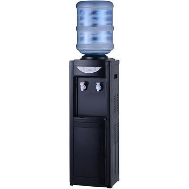 Water Cooler Dispenser for 3 or 5 Gallon, Top Loading Hot/Cold Water Cooler Dispenser with Child Safety Lock & Storage Cabinet for Kitchens, Indoor Home Office Use, Black