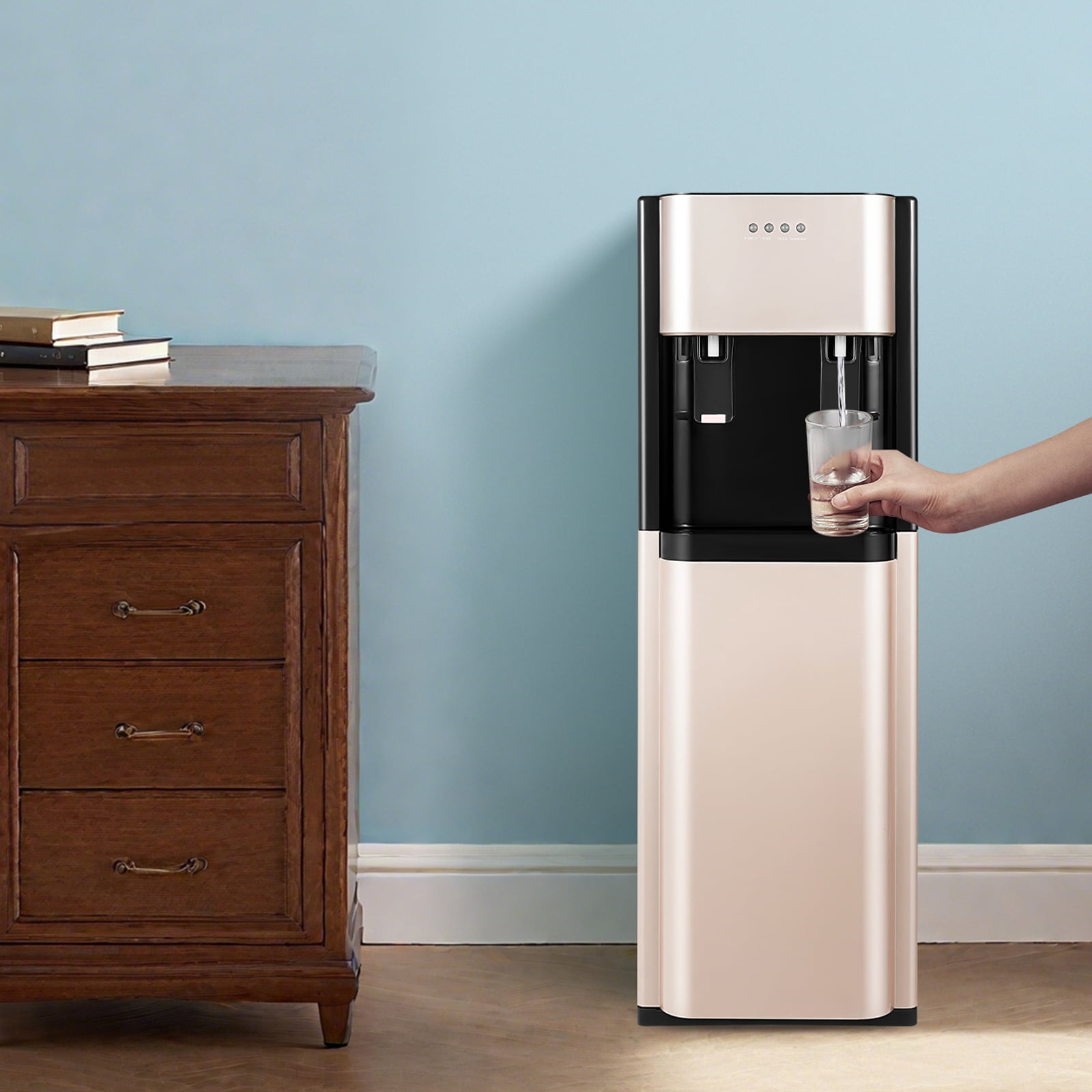 Water Cooler Dispenser for 5 Gallon Bottle 620W Bottom Loading Water Cooler Dispenser with Hot & Cold Water Stainless Steel Water Dispenser for Homes, Kitchens, Offices
