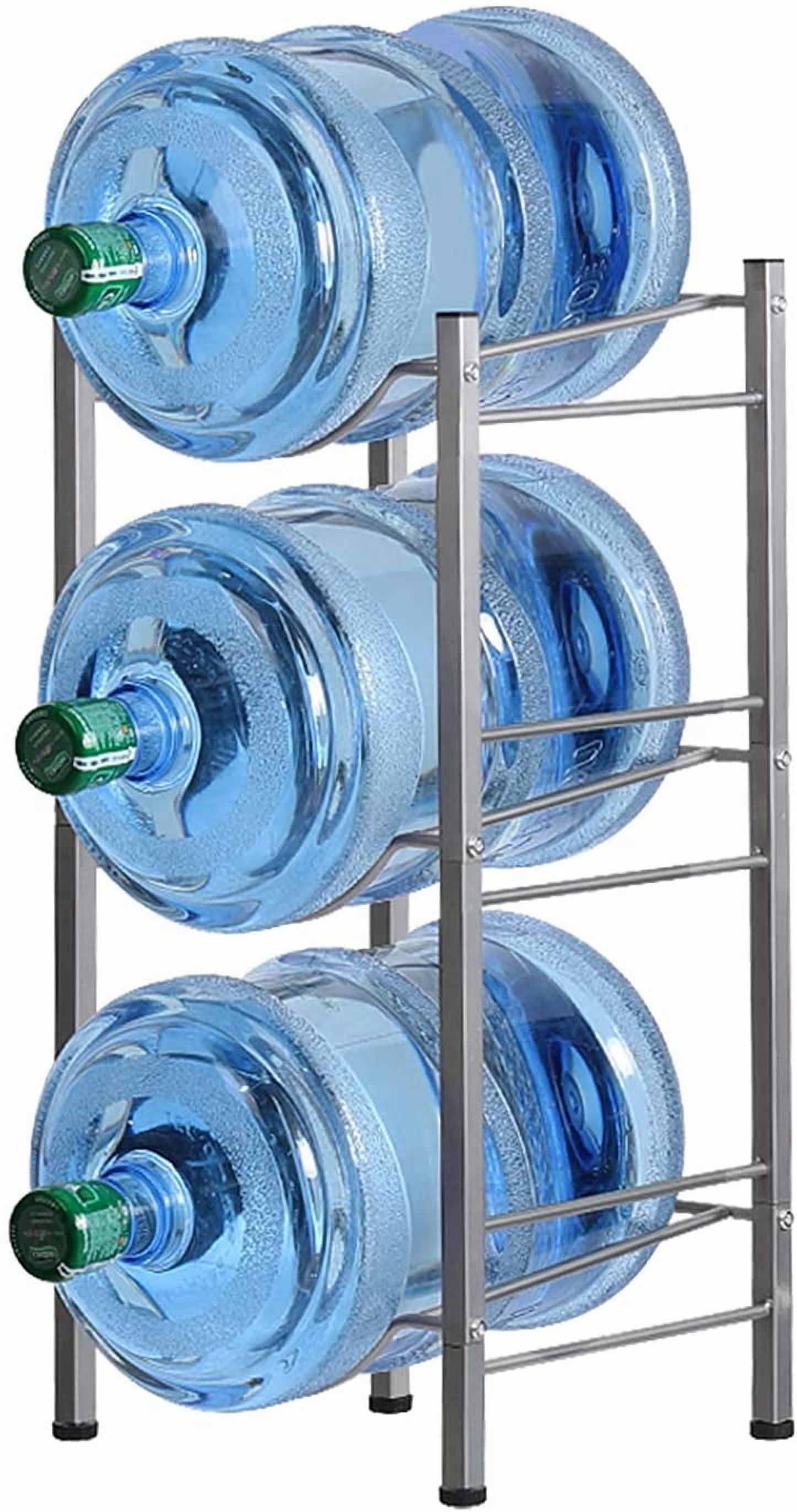 Water Cooler Jug Rack, 5 Gallon Water Jug Holder Water Bottle Storage Rack, 5 gallon water jug stand, 3 Tiers, Silver