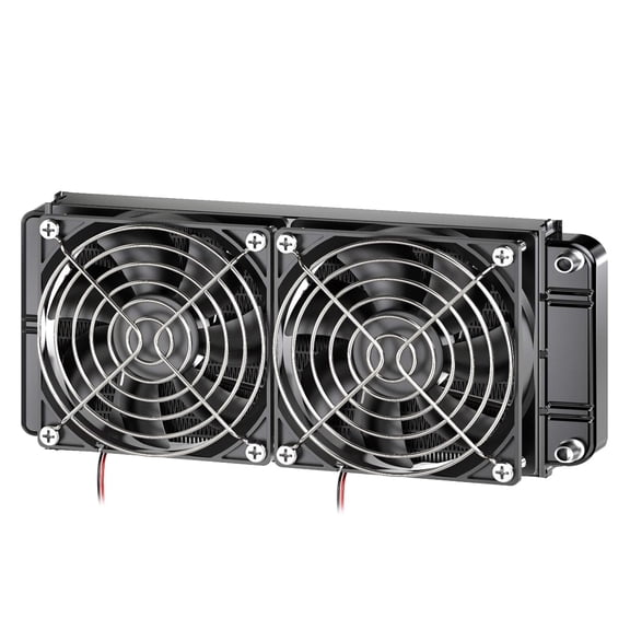 Water Cooling Radiator, 12 Pipe Aluminum Heat Exchanger Radiator with Fan for PC CPU Computer Water Cool System DC12V 240mm Black
