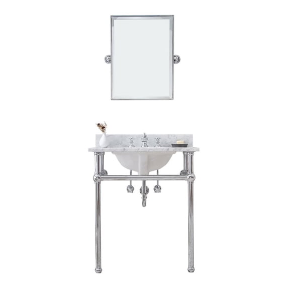 Water Creation Embassy 30" Single Brass Wash Stand in Chrome and White